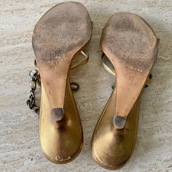 Vintage Giuseppe Zanotti Stone Strap Kitten Heel Sandals - Picture 8 of 9